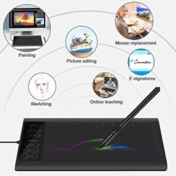 Graphics Drawing Tablet 10x6 Inch Large Active Area 8192 Levels - Picture 6 of 7